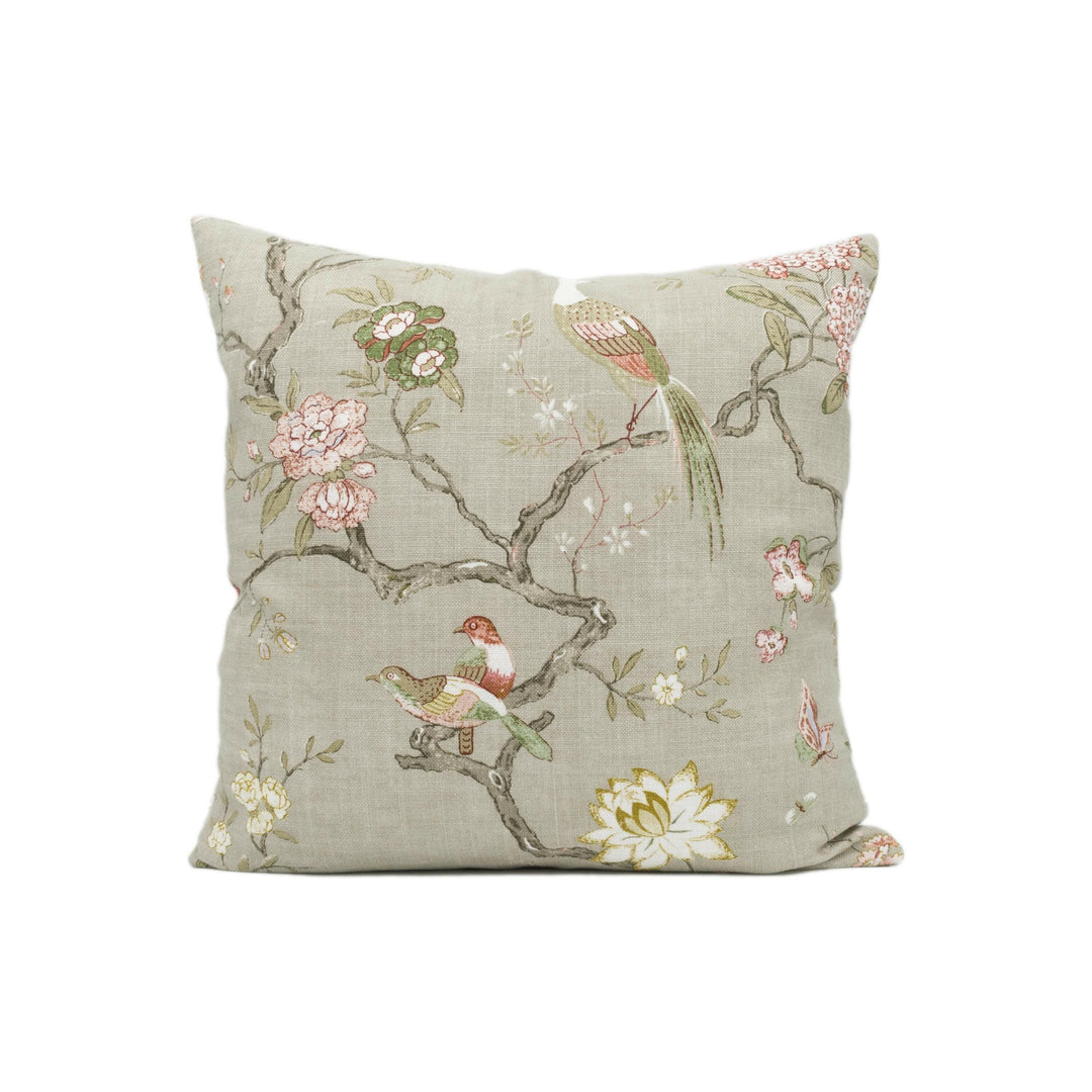 GP & J Baker - Oriental Bird Signature - Mole - Graceful Trailing Bird Chinoiserie Designer Cushion Cover - Luxury Throw Pillow Handmade.