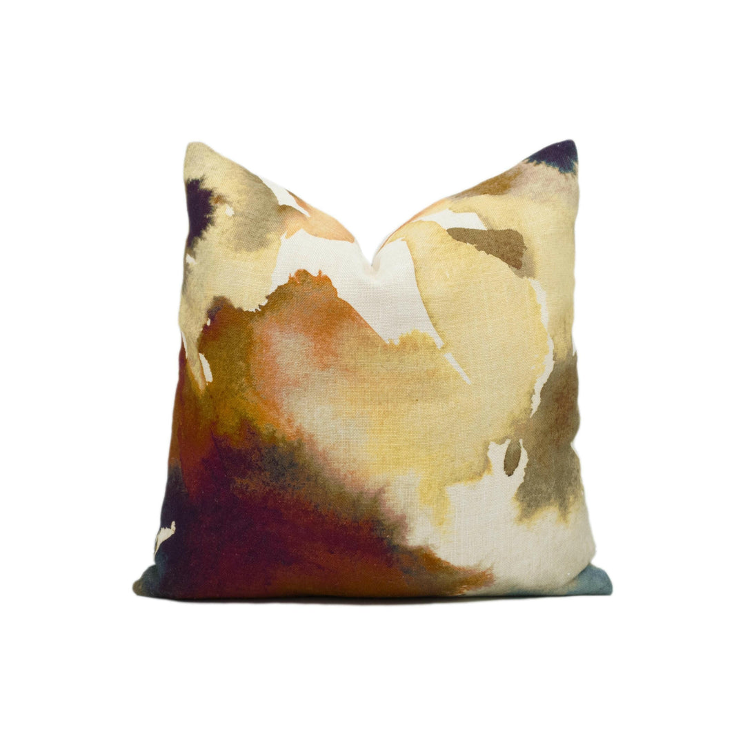 Harlequin - Flores - Rust / Ruby / Nordic Blue - Abstract Watercolour Floral Cushion Cover Handmade Throw Pillow Designer Home Decor.