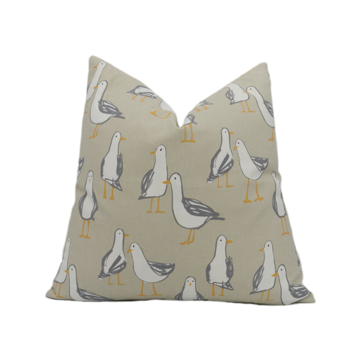 Clarke & Clarke x Studio G - Laridae - Taupe - Whimsical Cushion Cover Handmade Throw Pillow Designer Home Décor