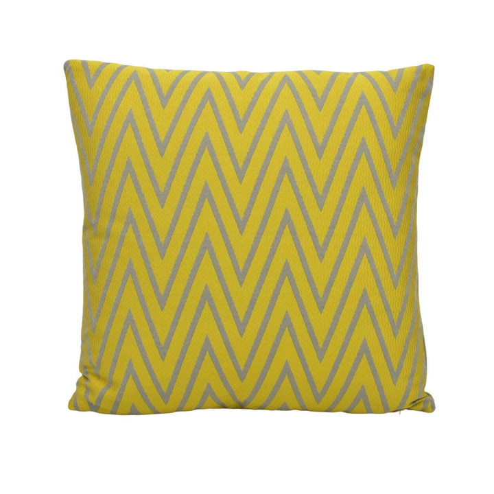 Prestigious - Peak - Citron - Sophisticated Metallic Jacquard Zig Zag Designer Cushion Cover - Luxury Throw Pillow - Handmade Home Decor.