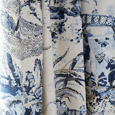 Anna French Fabric - Moorea Blue -  Made to Measure Curtains.
