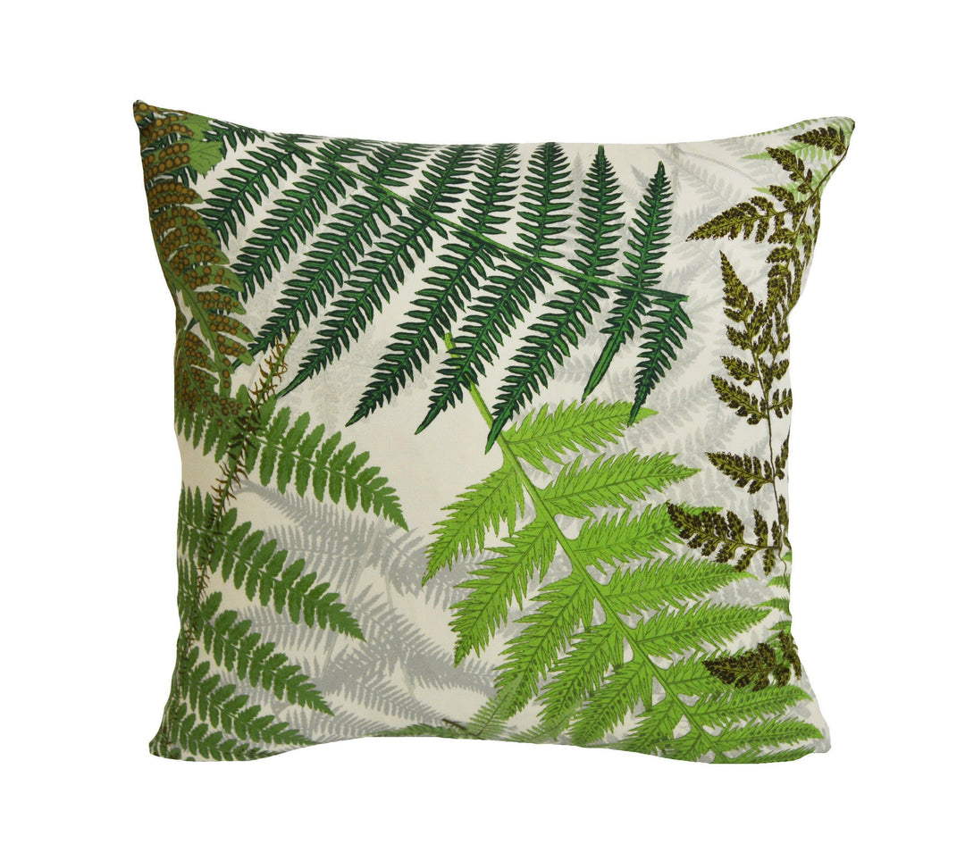 Schumacher - Fernarium - Green & Ivory - Imaginative Fern Fronds Designer Cushion Cover - Handmade Throw Pillow - Luxury Home Decor.