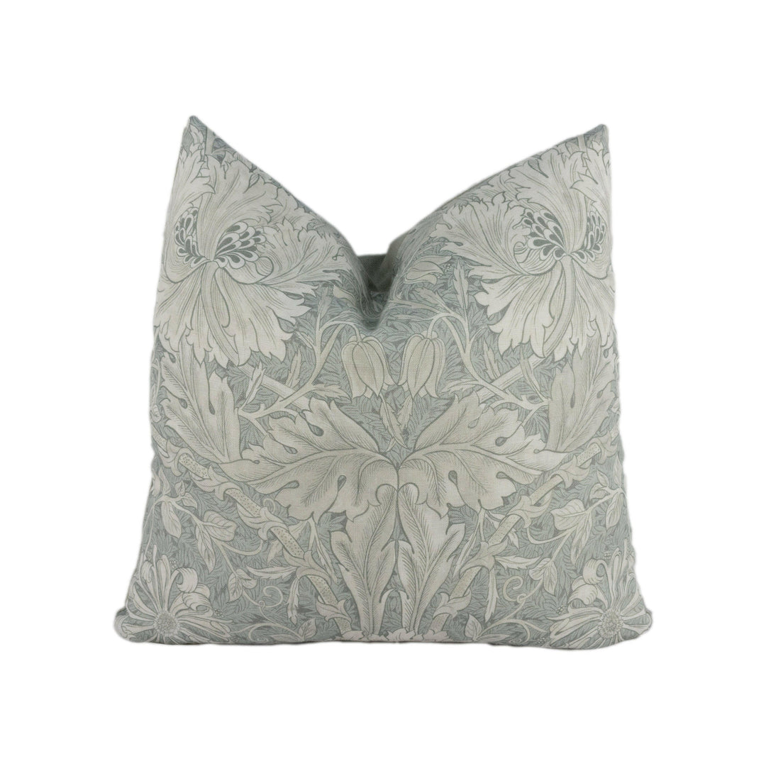 William Morris - Pure Honeysuckle & Tulip - Light Grey Blue - Cushion Cover Throw Pillow Designer Home Decor.