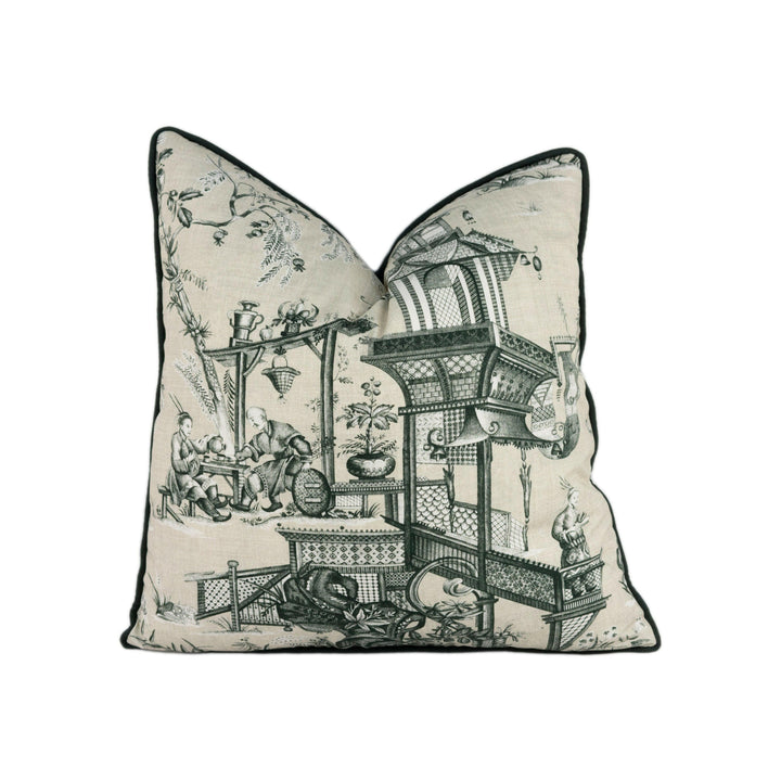 Thibaut - Cheng Toile - Beige / Black - Stunning Designers Cushion Cover Home Decor Throw Pillow.