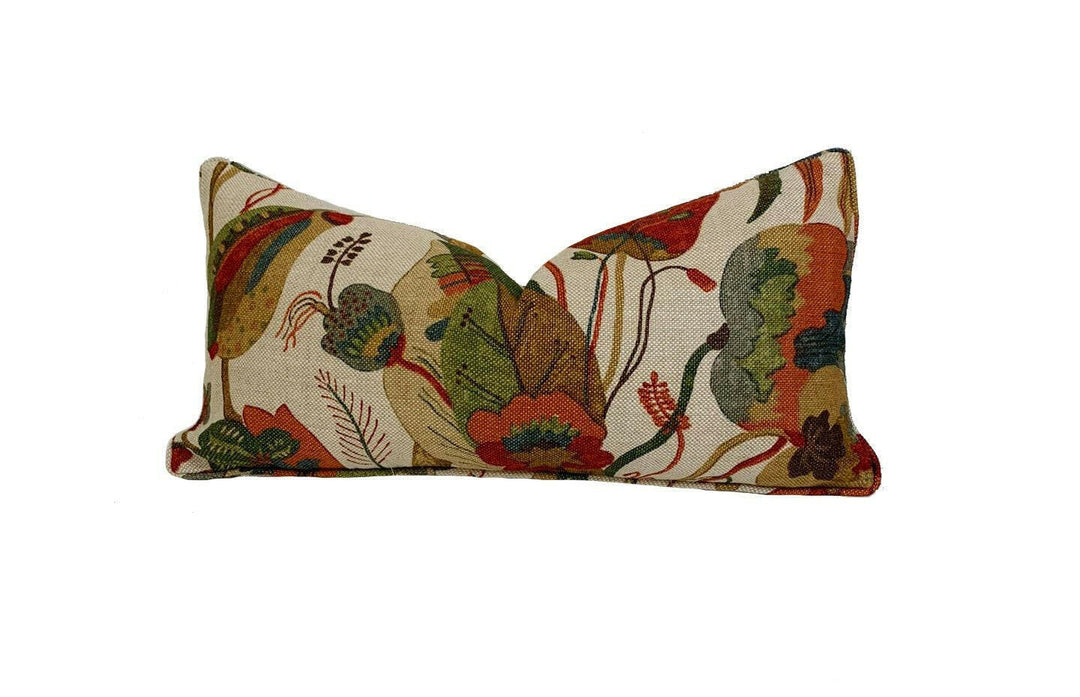 G.P. & J. Baker - California - Red and Cream - Complex Floral Botanical Designer Cushion Cover - Luxury Throw Pillow - Handmade Home Decor.