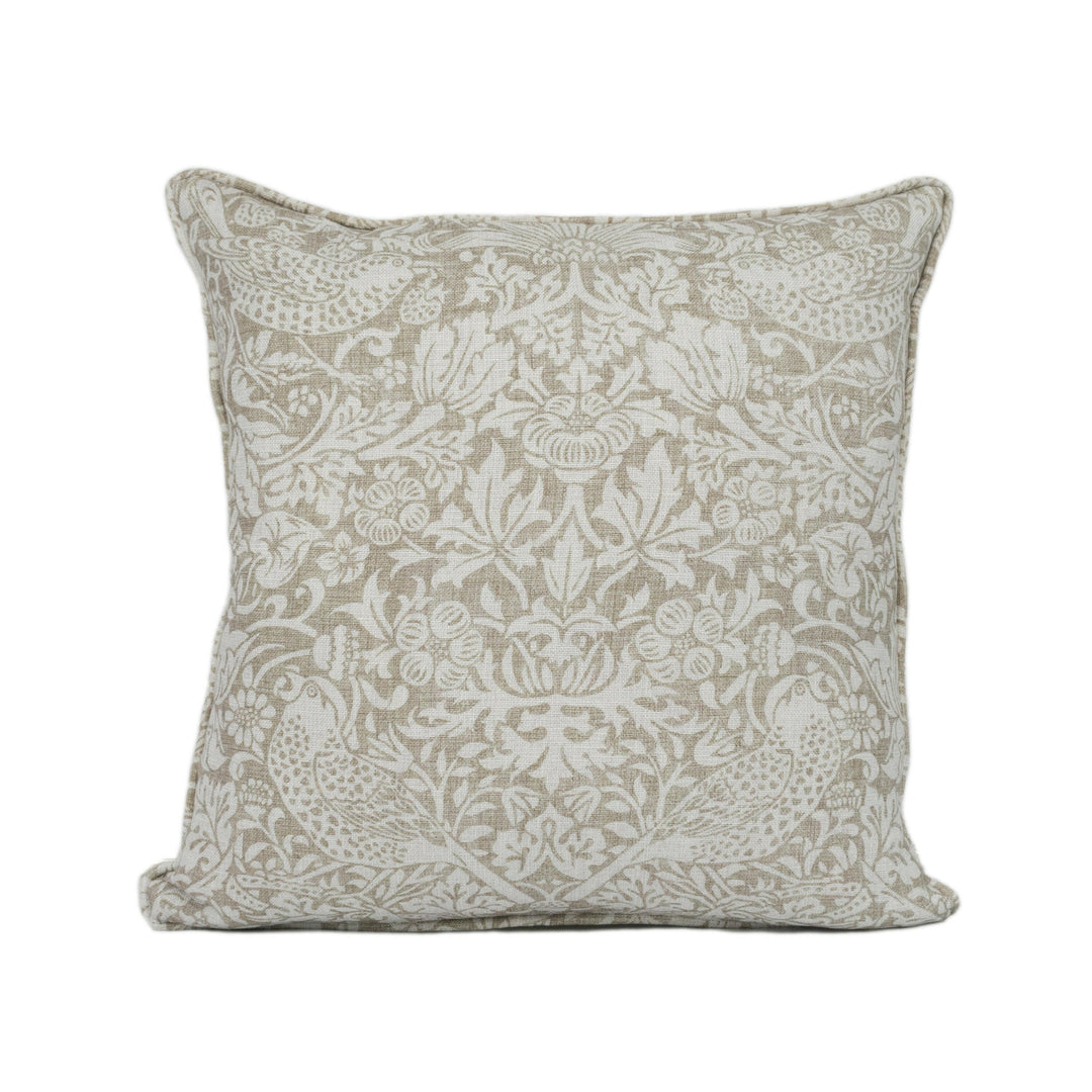 William Morris - Strawberry Thief Pure - Dove - Stunning Iconic Classic Designer Cushion Cover - Handmade Home Decor - Luxury Throw Pillow.