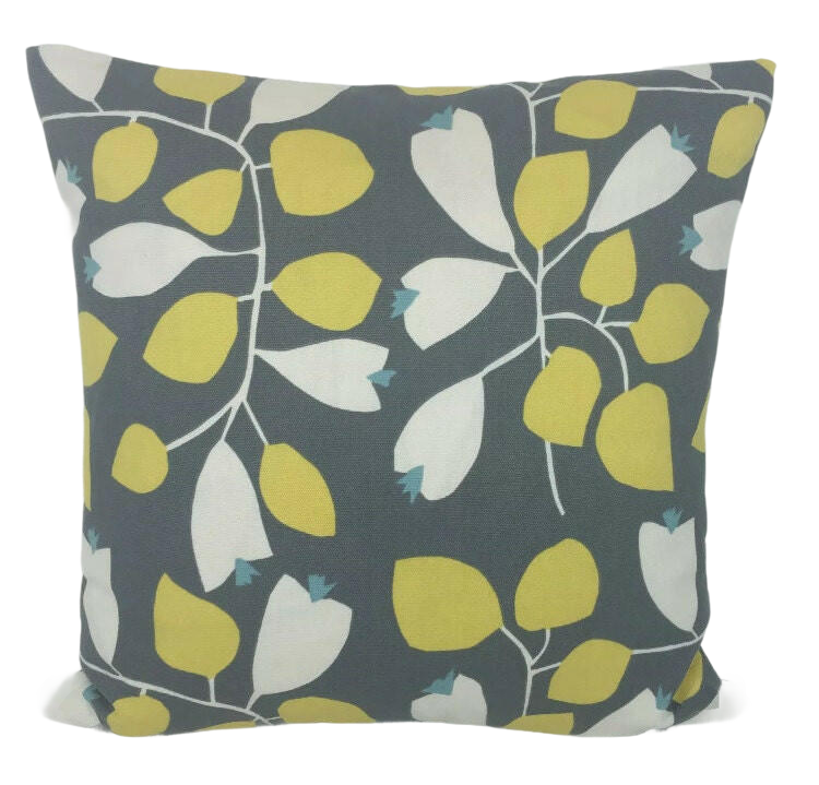 Scion - Rosehip - Lemon / Gull / Chalk / Powder Blue - Simple Floral Retro Cushion Cover - Handmade Throw Pillow Designer Home Decor.