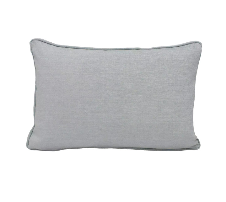 A plain, gray, rectangular pillow with a simple, unadorned design.