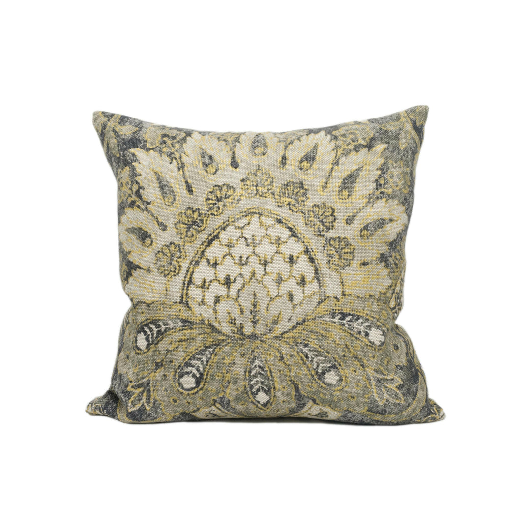 Zoffany - Pomegranate Print - Gargoyle / Bone Black - Handsome Worn Damask Cushion Cover - Handmade Throw Pillow - Designer Home Décor.