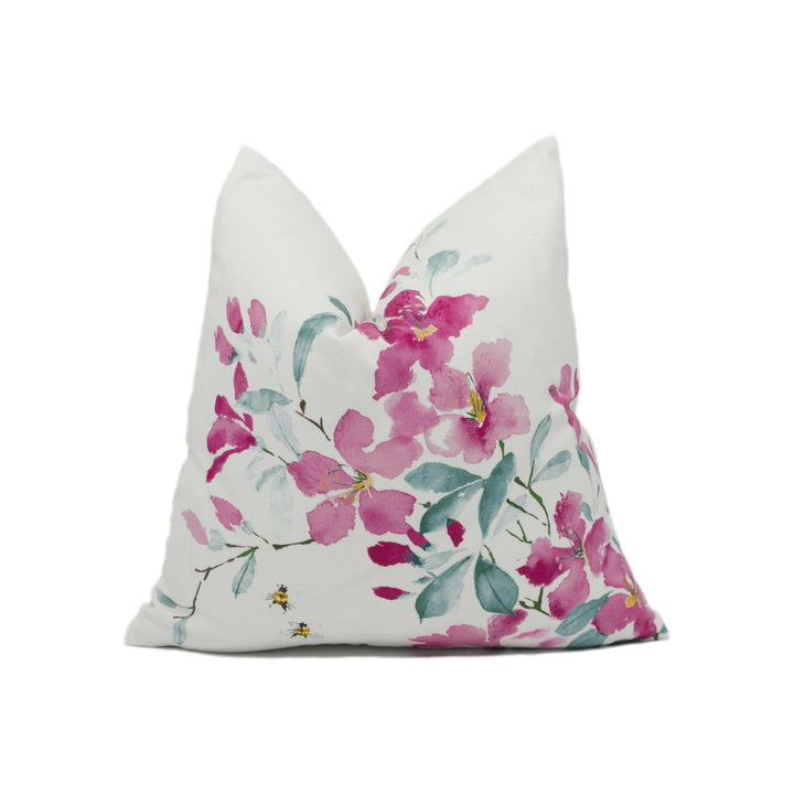 Sanderson - Magnolia & Blossom - Blossom / Leaf - Large Scale Floral Wildlife Cushion Cover - Handmade Throw Pillow - Designer Home Décor.