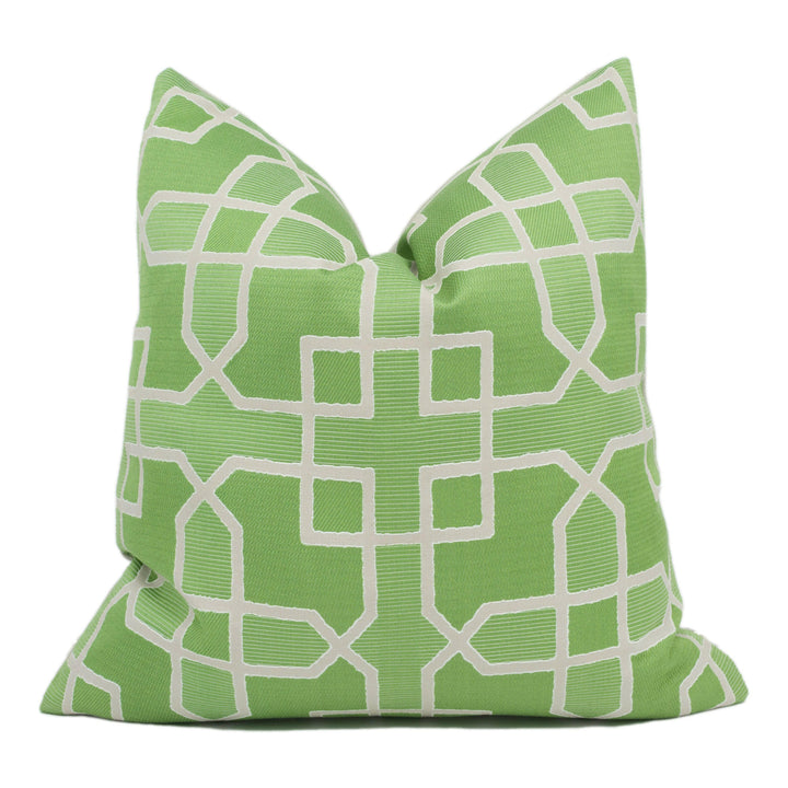 Sanderson - Hampton Weave - Botanical Green - Jacquard Trellis Geometric Cushion Cover - Handmade Throw Pillow - Designer Home Décor.