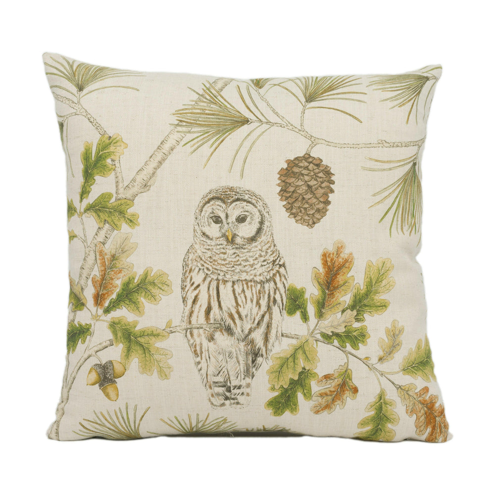 Sanderson - Owlswick - Briarwood - Natural Wildlife Owl Designer Cushion Cover Handmade Throw Pillow Luxury Home Decor.