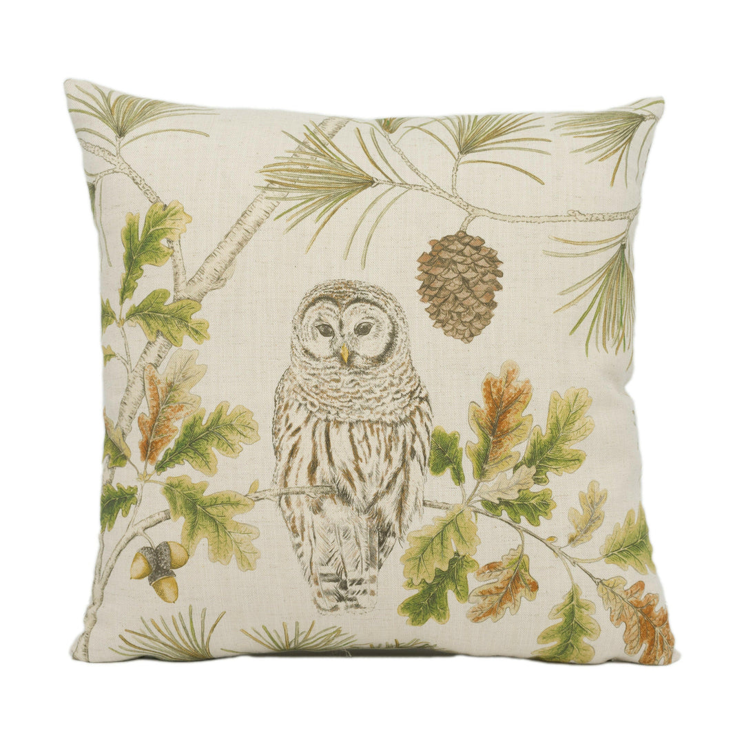 Sanderson - Owlswick - Briarwood - Natural Wildlife Owl Designer Cushion Cover Handmade Throw Pillow Luxury Home Decor.