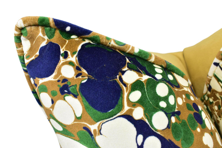 Beata Heuman - Dappled Velvet - Modern Abstract Ink Marble Tie Dye Velvet Cushion Cover - Handmade Throw Pillow - Designer Home Decor.