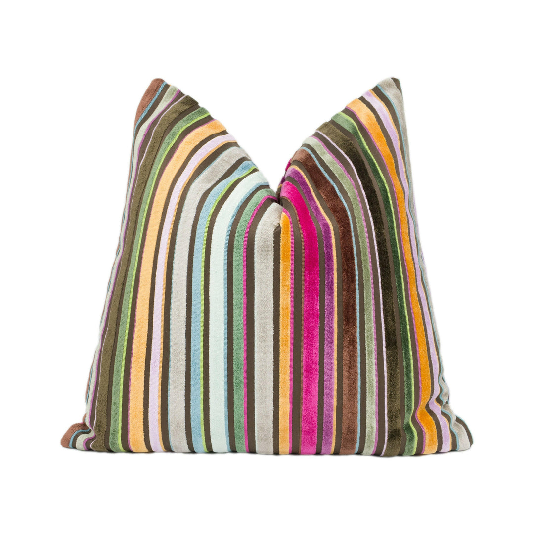 GP & J Baker - Cardinal Stripe - Jewel - Funky Unique Colourful Stripe Velvet Designer Cushion Cover Luxury Throw Pillow Handmade Home Décor.