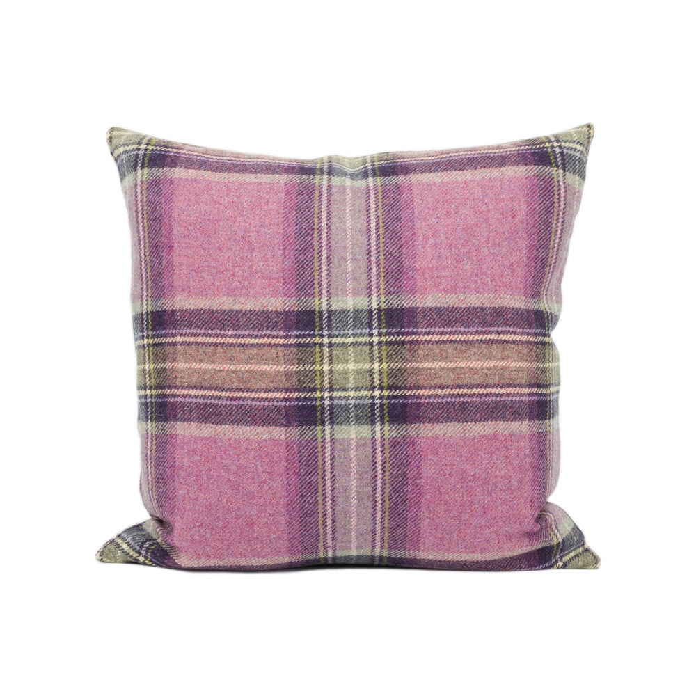Abraham Moon - Glen Derry - Pink - 100% Wool Cushion Cover - Designer Plaid Pillow Cover - Handmade Custom Abraham Moon Pillow.