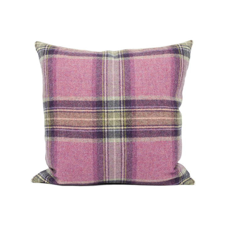 Abraham Moon - Glen Derry - Pink - 100% Wool Cushion Cover - Designer Plaid Pillow Cover - Handmade Custom Abraham Moon Pillow.