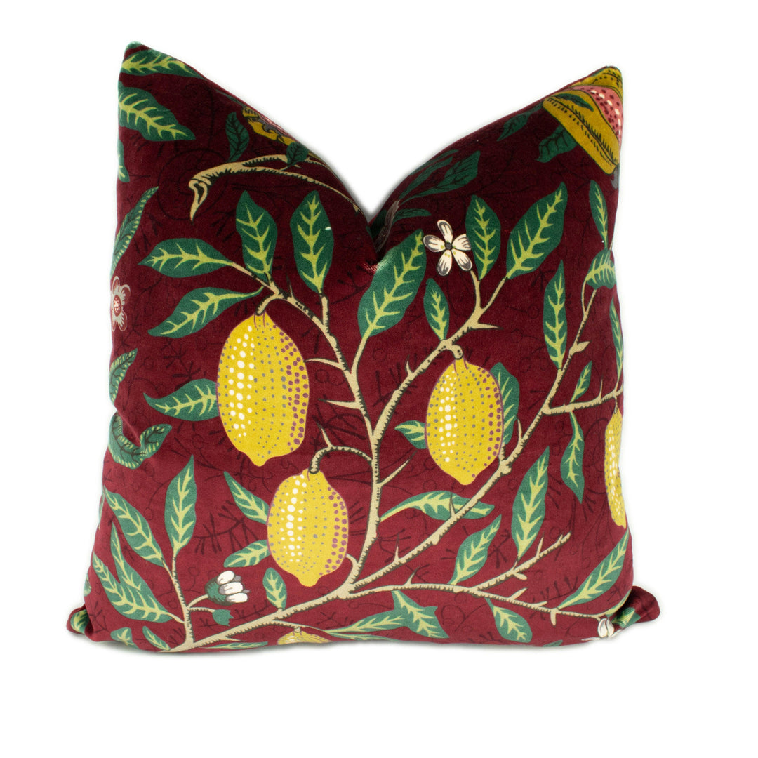 William Morris - Fruit Velvet - Madder / Bayleaf - Cushion Cover Throw Pillow Designer Home Decor.