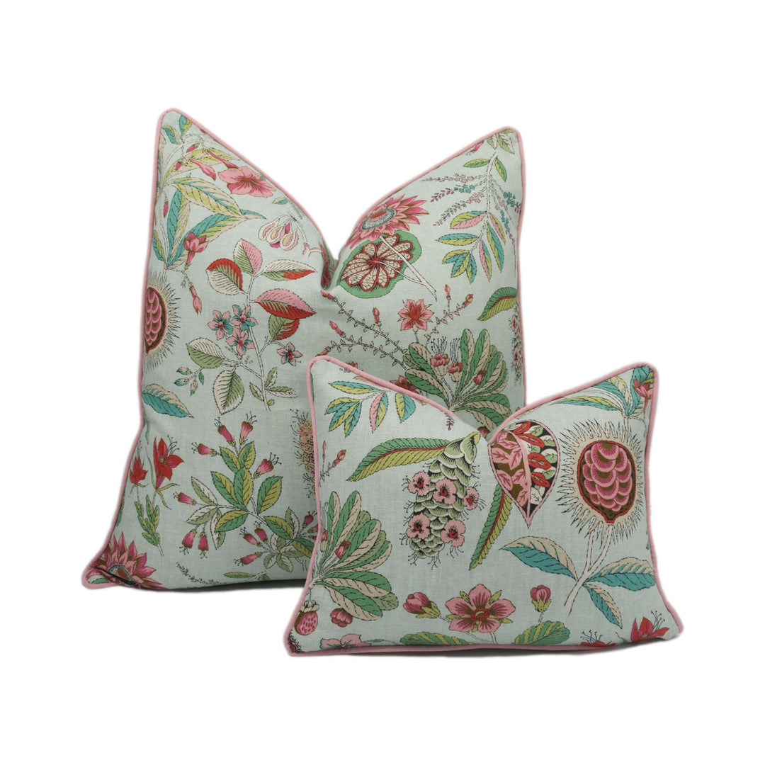Schumacher - Roca Redonda - Mineral &amp; Pink - Bubblegum Floral Chic Designer Cushion Cover - Handmade Throw Pillow - Luxury Home Decor.