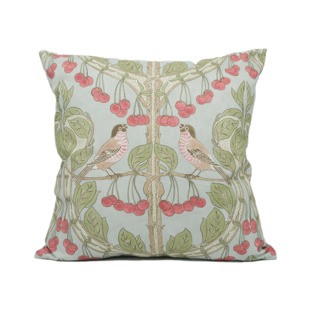 GP and J Baker - Birds &amp; Cherries - Soft Blue - Charming Floral Bird Designer Cushion Cover  - Luxury Throw Pillow - Handmade Home Décor.