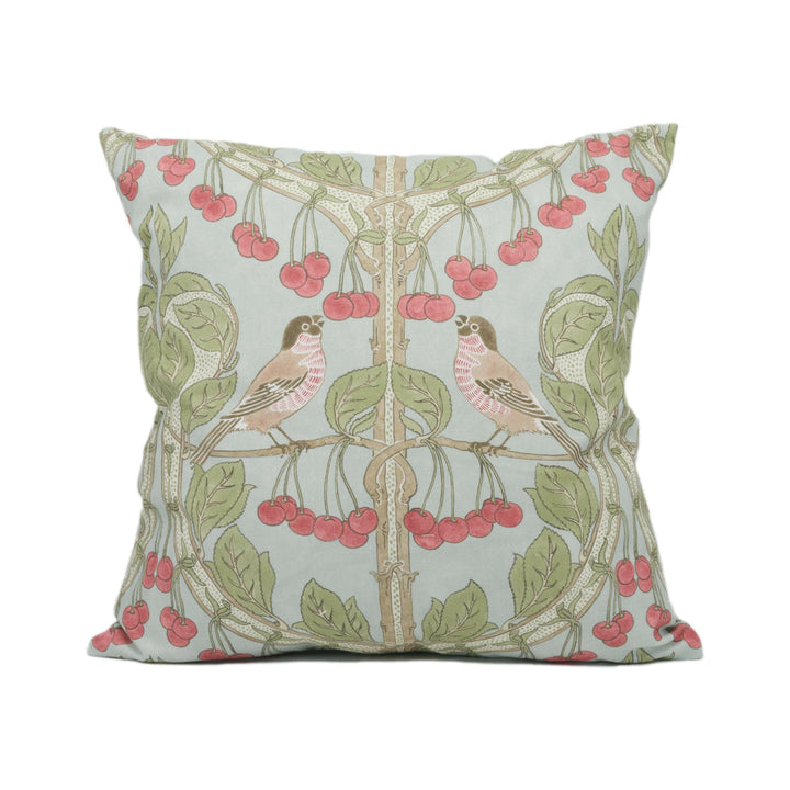 GP and J Baker - Birds &amp; Cherries - Soft Blue - Charming Floral Bird Designer Cushion Cover  - Luxury Throw Pillow - Handmade Home Décor.