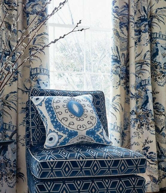 Anna French Fabric - Moorea Blue -  Made to Measure Curtains.