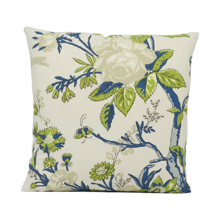 Thibaut - Nemour - Navy and Cream - Bold Colourful Floral Cushion Cover Handmade Throw Pillow Designer Home Décor.