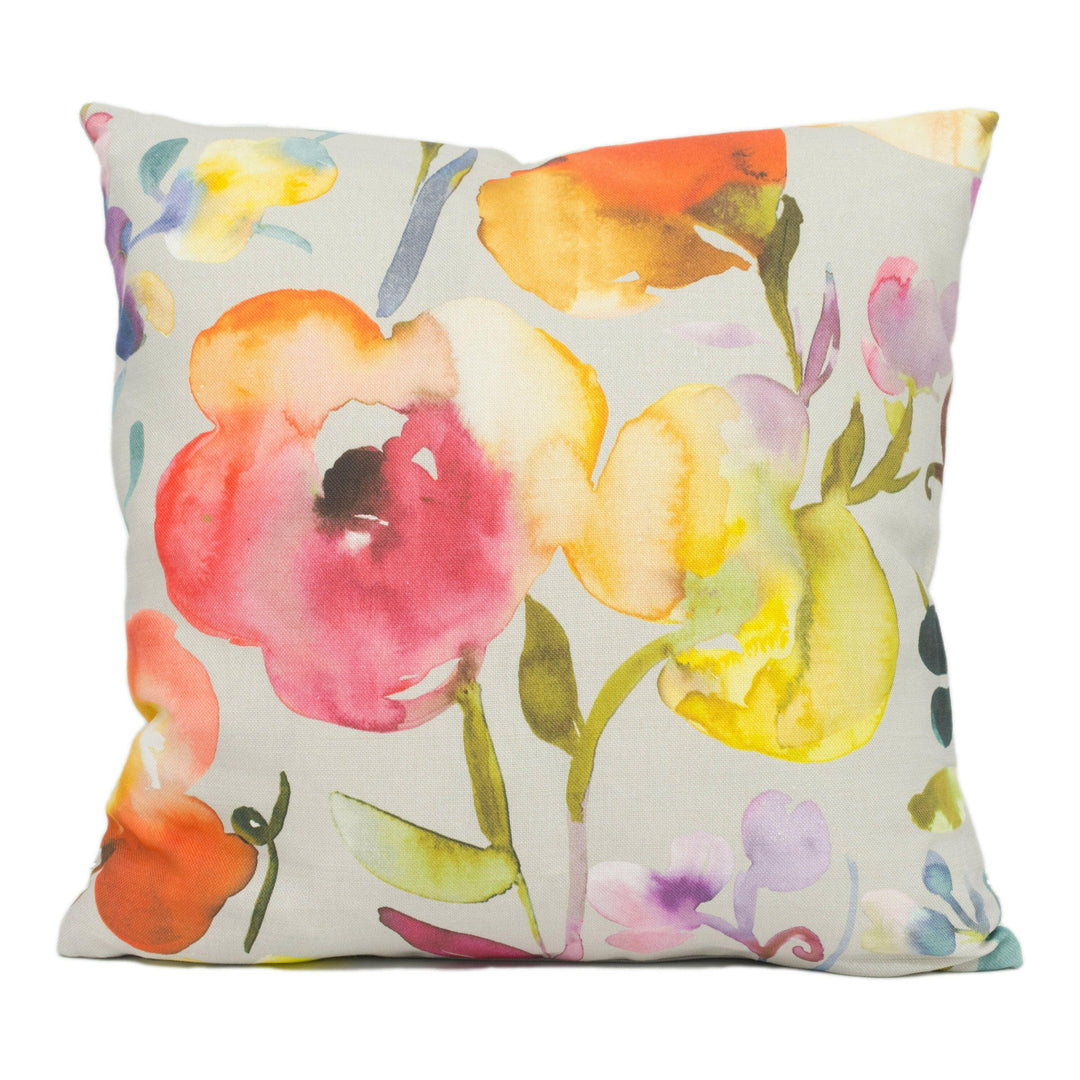 Voyage - Burilda - Grenadine - Modern Colourful Watercolour Floral Cushion Cover - Handmade Throw Pillow - Designer Home Décor.