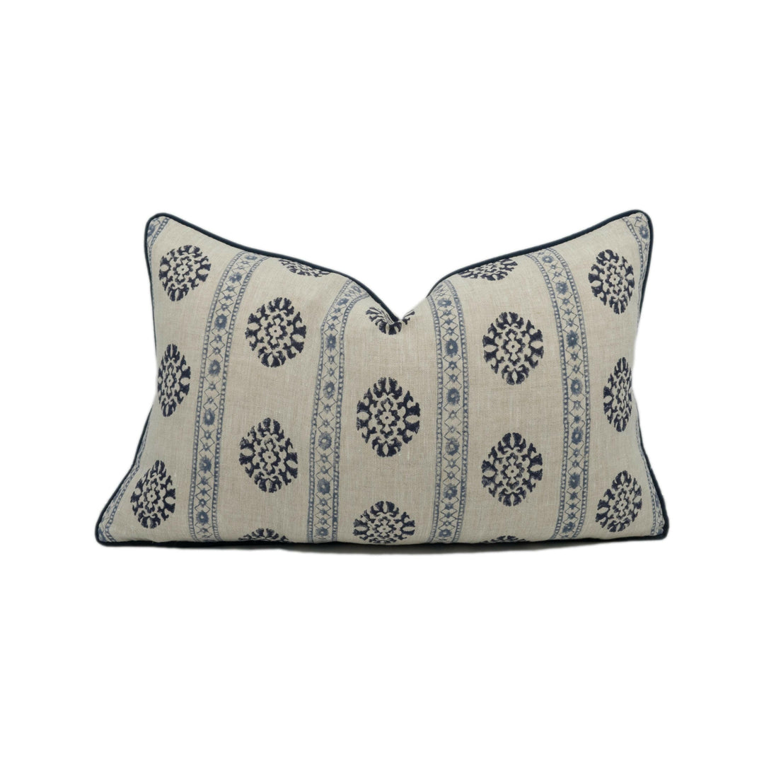 GP & J Baker - Alma - Indigo / Blue - Indian Inspired Striped Cushion Cover - Handmade Throw Pillow - Designer Home Décor.