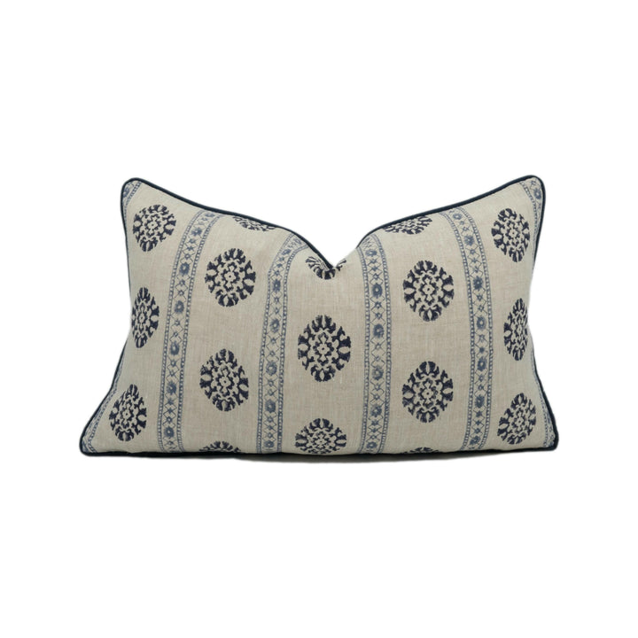 GP & J Baker - Alma - Indigo / Blue - Indian Inspired Striped Cushion Cover - Handmade Throw Pillow - Designer Home Décor.