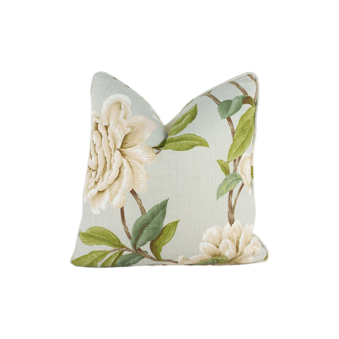 Colefax and Fowler - Giselle - Aqua - Spectacular Floral Botanical Designer Cushion Cover - Handmade Throw Pillow Luxury Home Decor.