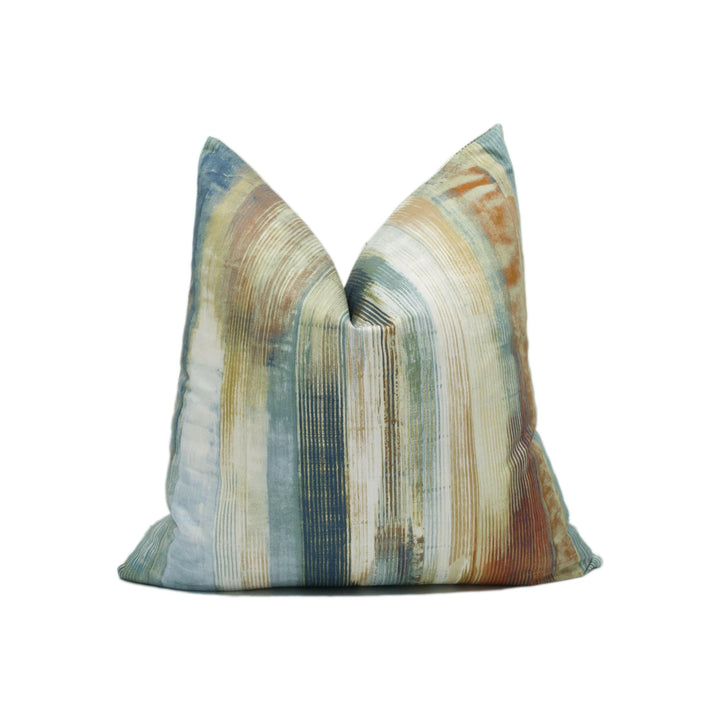 Harlequin - Estrato - Rust / Ruby / Nordic Blue- Abstract Painterly Tones Cushion Cover - Handmade Throw Pillow - Designer Home Décor.