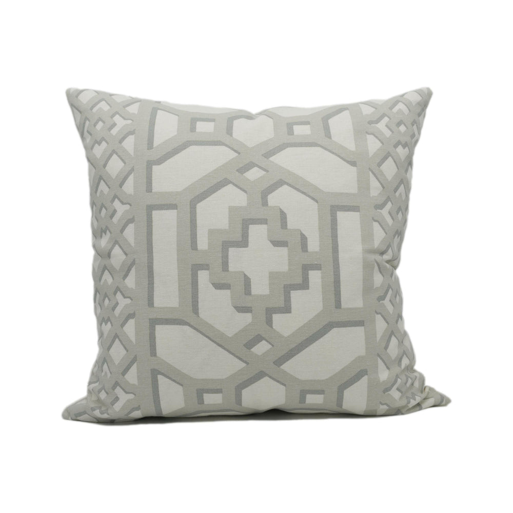 Schumacher - Zanzibar Trellis - Cloud - Elsie de Wolfe Inspired Designer Cushion Cover - Handmade Throw Pillow - Luxury Home Décor.