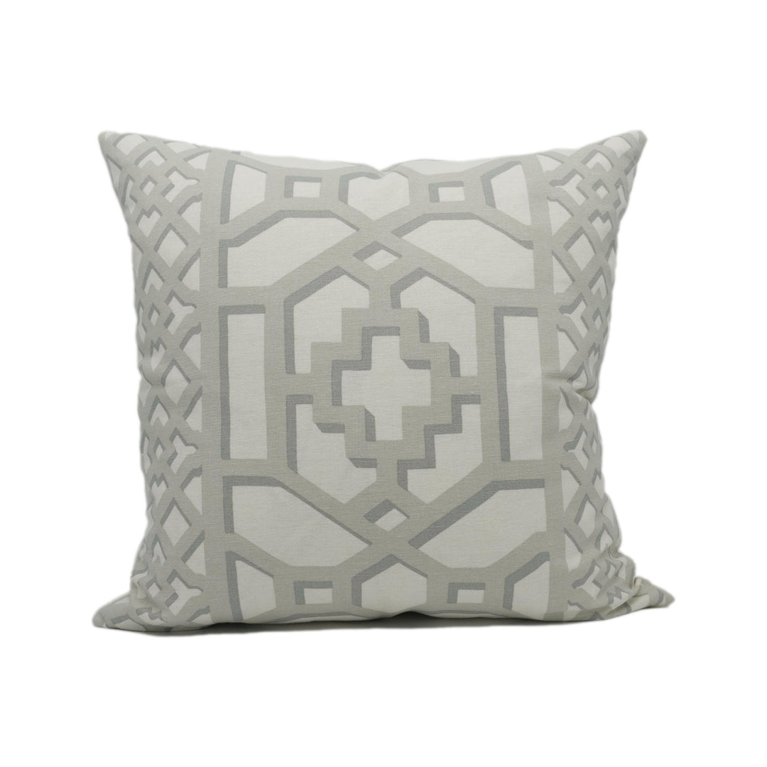 Schumacher - Zanzibar Trellis - Cloud - Elsie de Wolfe Inspired Designer Cushion Cover - Handmade Throw Pillow - Luxury Home Décor.