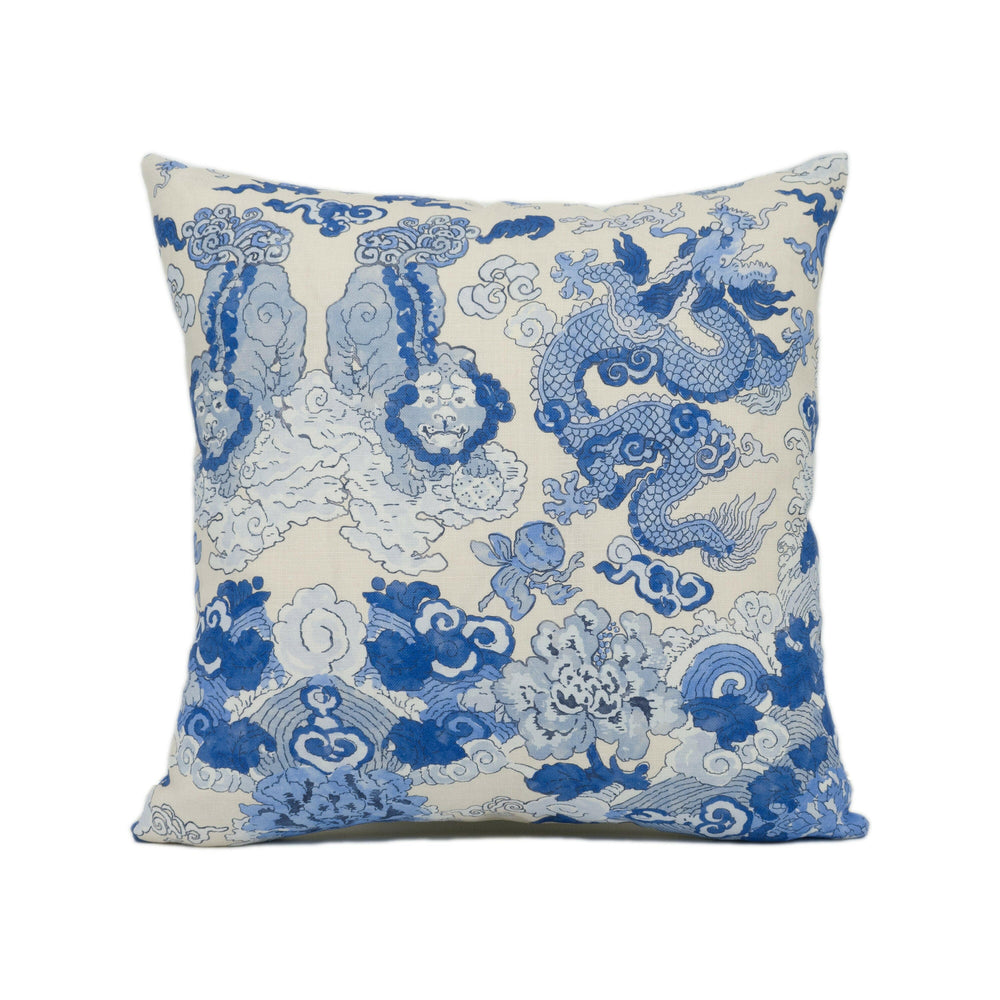 Schumacher - Magic Mountain Dragon - Porcelain - Fantastical Exotic Statement Cushion Cover - Handmade Throw Pillow - Designer Home Décor.