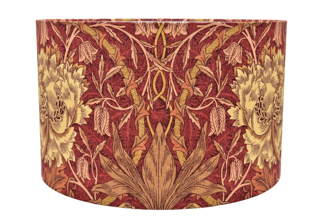 William Morris - Honeysuckle &amp; Tulip  - Brick / Russet - Lampshade - Ceiling Shade - Stunning Handmade Classic Morris Designer Lamp Decor.