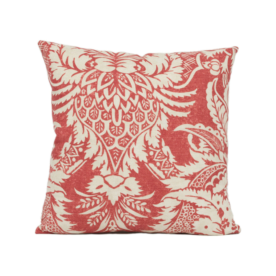 Thibaut - Chardonnet Damask - Red - Handmade Cushion Cover Stunning Throw Pillow Designer Home Décor.