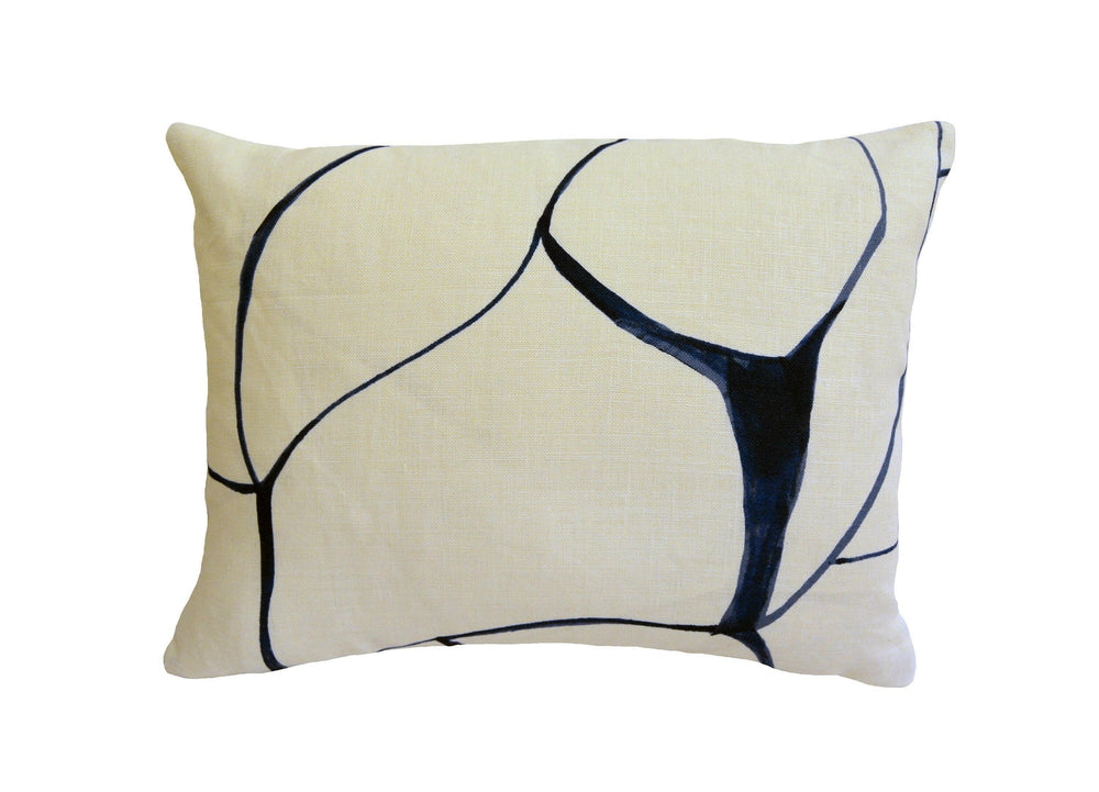 Porter Teleo for Schumacher - Filigree - Navy - Modern Abstract Designer Cushion Cover - Handmade Throw Pillow - Luxury Home Decor.