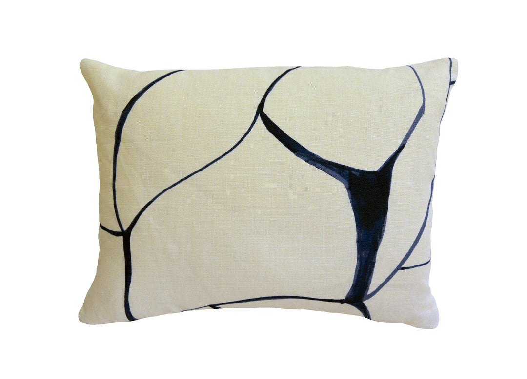 Porter Teleo for Schumacher - Filigree - Navy - Modern Abstract Designer Cushion Cover - Handmade Throw Pillow - Luxury Home Decor.