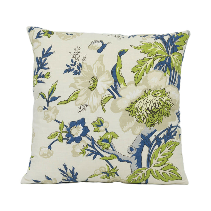 Thibaut - Nemour - Navy and Cream - Bold Colourful Floral Cushion Cover Handmade Throw Pillow Designer Home Décor.