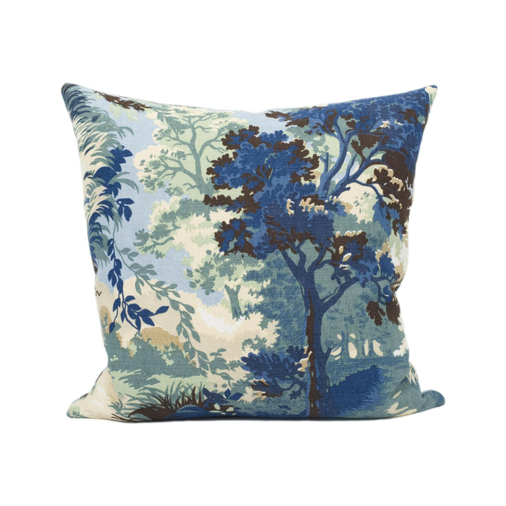 Thibaut - Lincoln Toile - Navy and Teal - Soft Muted Romantic Countryside Designer Cushion Cover - Luxury Throw Pillow - Handmade Home Décor.