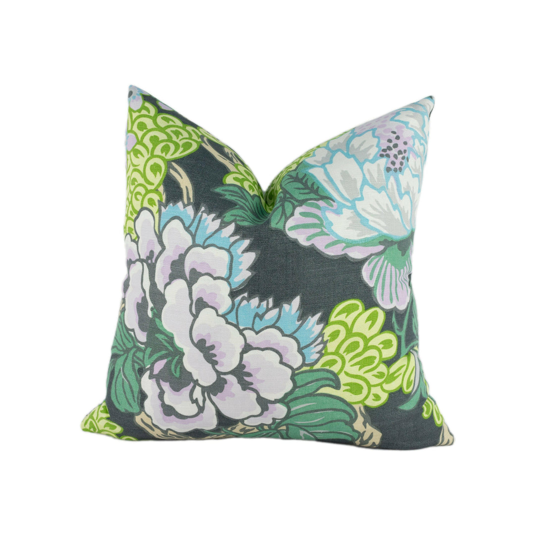 Thibaut - Honshu - Grey - Large Scale Floral Japanese Garden Designer Cushion Cover - Luxury Throw Pillow - Handmade Home Decor.