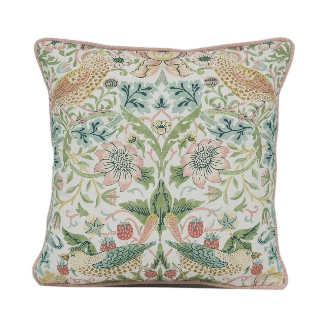 William Morris - Simply Strawberry Thief - Cochineal / Willow - Iconic Morris Bird Designer Cushion Cover - Handmade Home Decor - Luxury.
