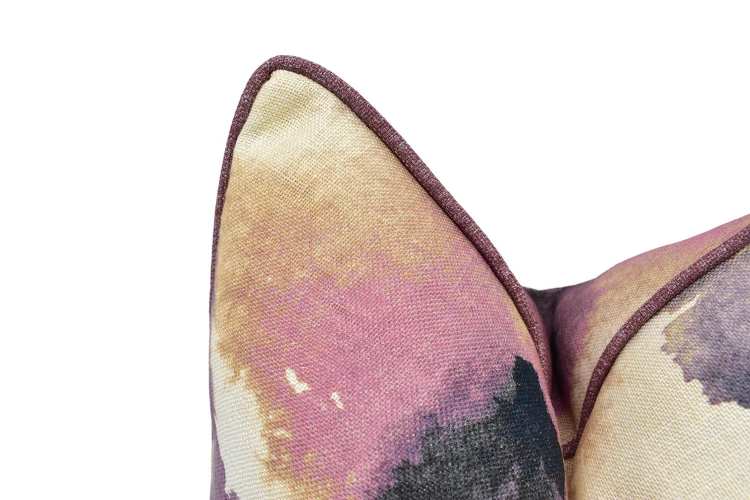 Harlequin - Flores -  Damson / Viola / Blush - Elegant Abstract Watercolour Floral Designer Cushion Cover Luxury Throw Pillow Handmade Home.