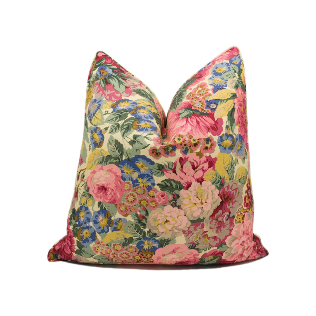 Sanderson - Rose & Peony - Red (Linen) - Beloved Classic Floral Designer Cushion Cover - Luxury Throw Pillow - Handmade.