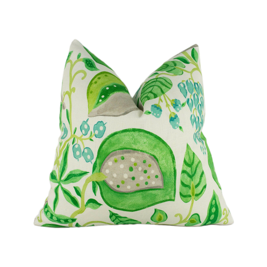 Sanderson - Peas & Pods - Leaf Green / Ivory - Stunning Designer Cushion Cover Home Décor Throw Pillow.