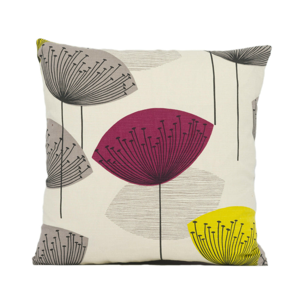 Sanderson - Dandelion Clocks - Blackcurrant - Mid Century Inspired Floral Cushion Cover Throw Pillow Designer Home Décor.