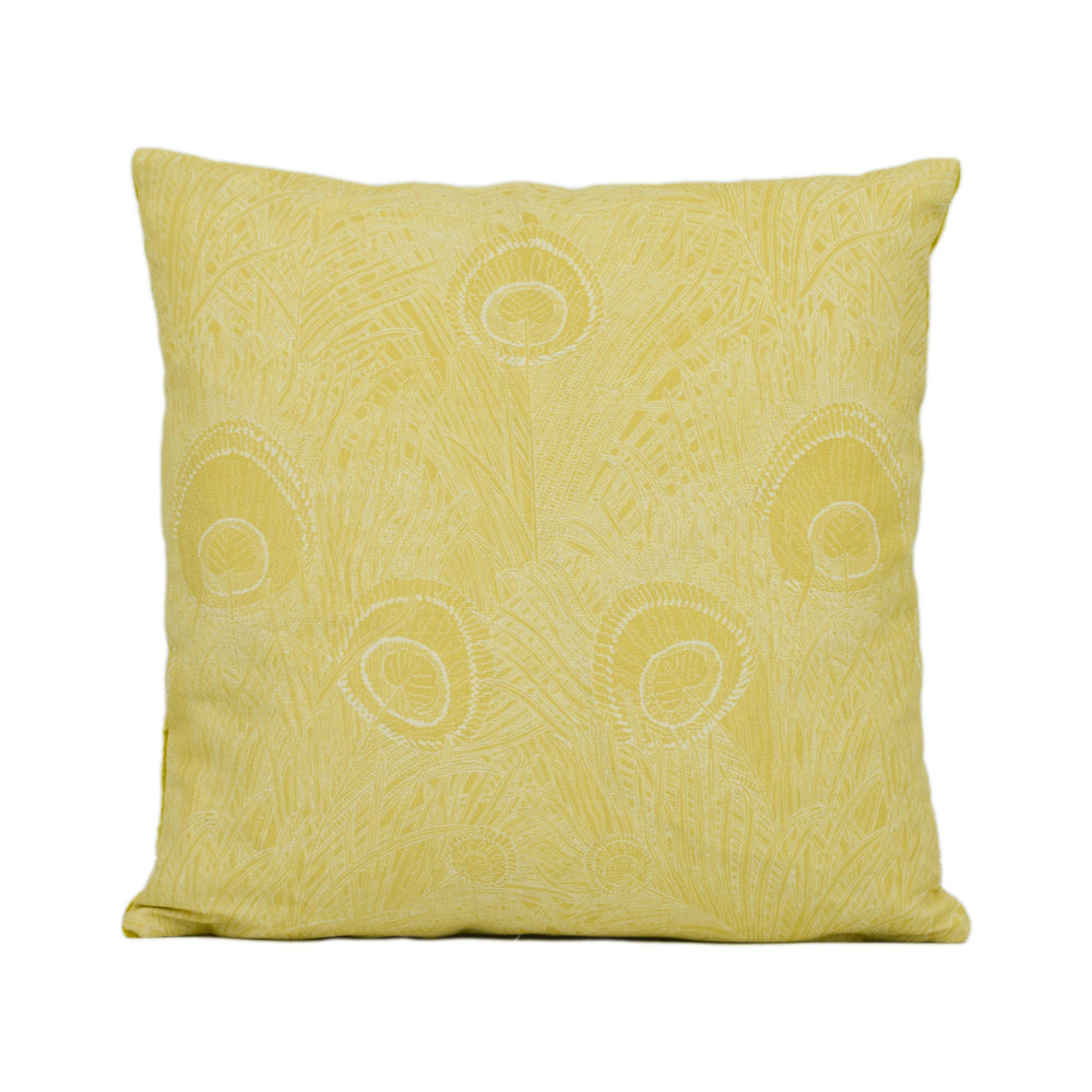 Liberty of London - Hebe - Lichen / Chartreuse - Striking Peacock Feather Cushion Cover Handmade Throw Pillow Designer Home Décor.