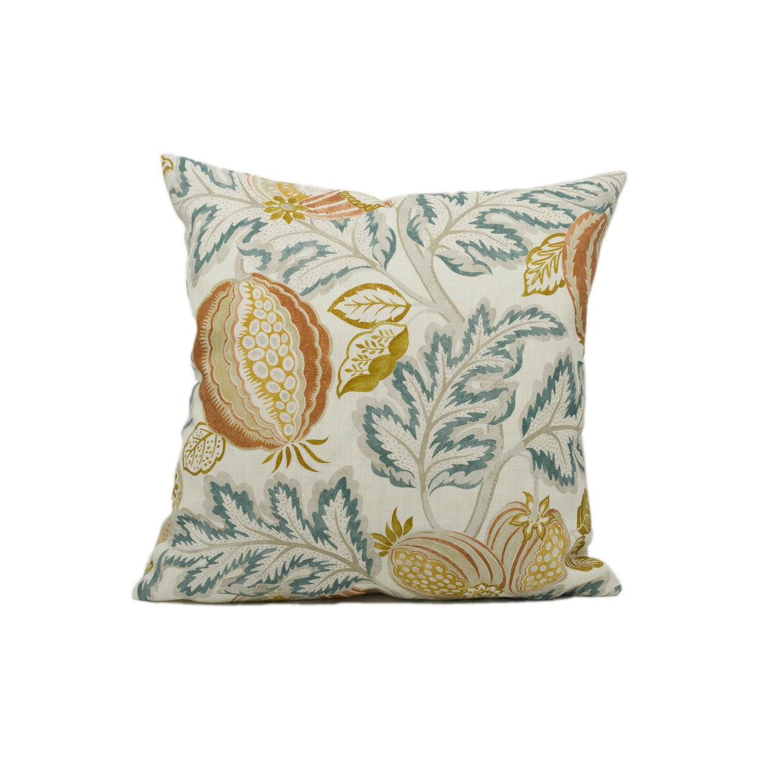 Sanderson - Cantaloupe - Sandstone / Agave - Indoor Outdoor Large Scale Floral Cushion Cover Throw Pillow Designer Home Décor I.