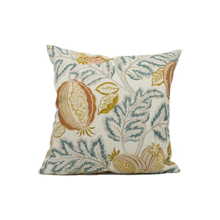 Sanderson - Cantaloupe - Sandstone / Agave - Indoor Outdoor Large Scale Floral Cushion Cover Throw Pillow Designer Home Décor I.